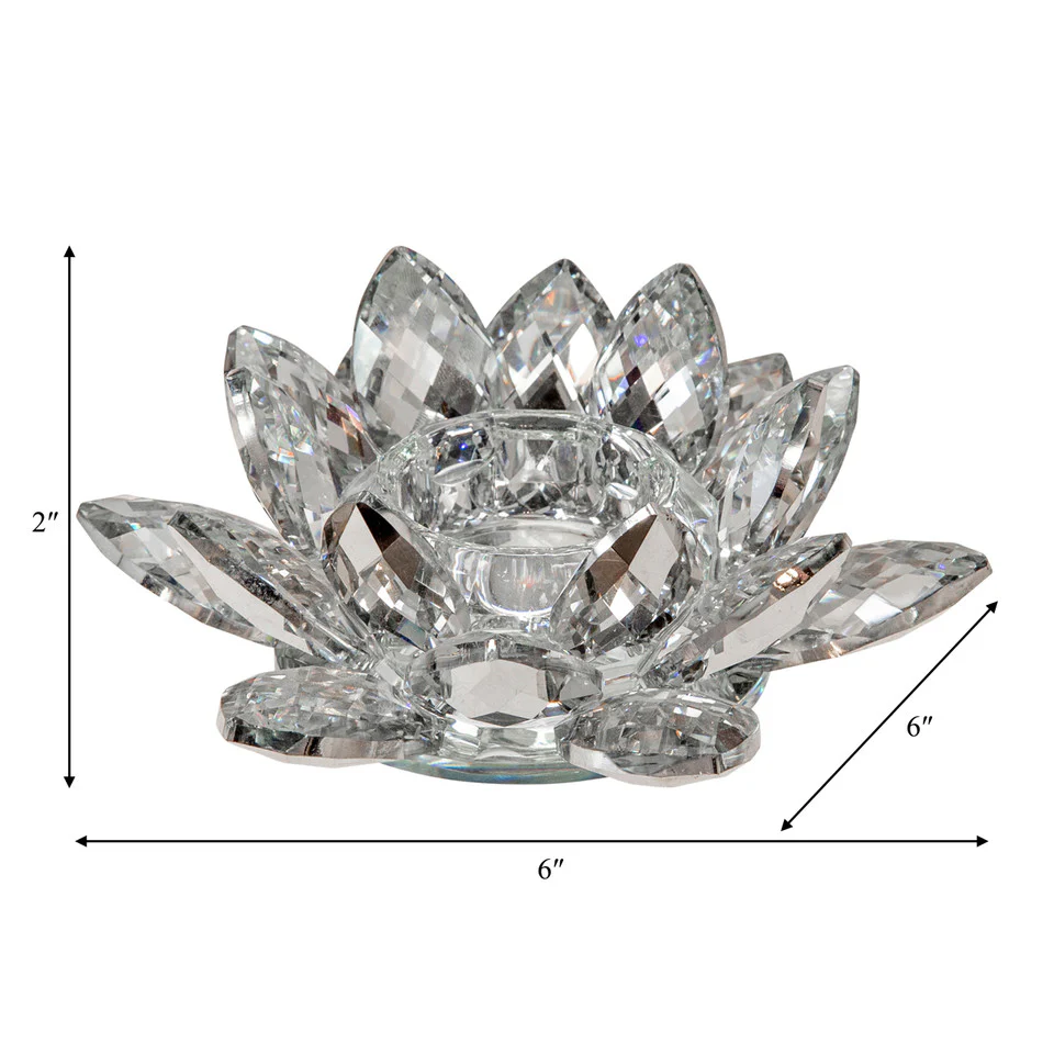 SILVER CRYSTAL LOTUS TEALIGHT HOLDER - Image 4